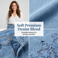 Bodycon-nederdel i denim til kvinder med udskåret blondekant