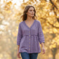 👚Damebluse med V-udskæring, blonder og knapper – Elegant hverdagsbluse✨