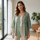 👚Damebluse med V-udskæring, blonder og knapper – Elegant hverdagsbluse✨