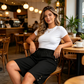 👖 Capri-bukser til kvinder med elastisk talje – knælange, med knapper, komfortable 🌿