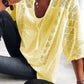 👚 50 % RABAT NU! 🌸 U-halset bluse med hulmønster til kvinder – snøre med kvaster og korte ærmer – afslappet sommerchic 🌿