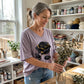 T-shirt med V-udskæring og rosemønster til kvinder i store størrelser