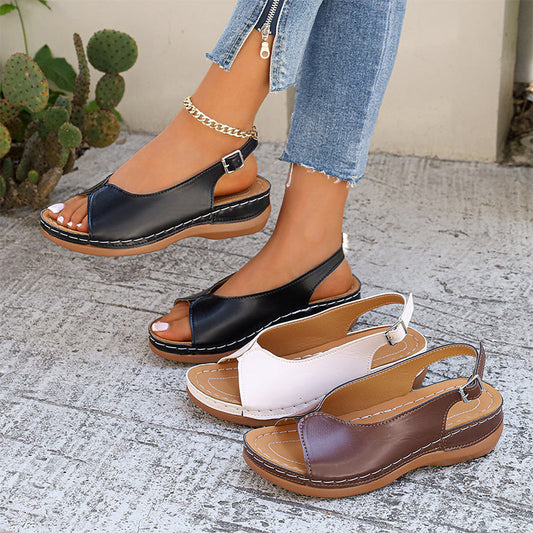 Vintage-sandaler med åben tå til kvinder – komfortable