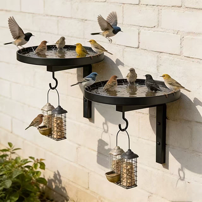 Vægmonteret fuglebad i metal – antik bronzefinish 🐦🛁🧱🏡