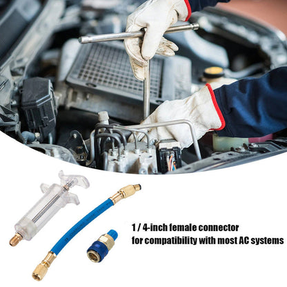 🔧 BEGRÆNSET TID: 50 % RABAT! 💥 Præcisionsinjektor til AC-oliefarvestof – fremstillet af messing, højtryksslange, gennemsigtig cylinder ✨
