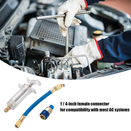 🔧 BEGRÆNSET TID: 50 % RABAT! 💥 Præcisionsinjektor til AC-oliefarvestof – fremstillet af messing, højtryksslange, gennemsigtig cylinder ✨