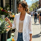 👗Elegant blazer med blomstermønster og blonder til kvinder – Et elegant, let lag, der passer både på kontoret og til aftenbrug✨