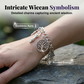 📿 50 % RABAT I BEGRÆNSET PERIODE! ✨Vintage armbånd med hedenske amuletter – åndelige symboler, antiksølv, boheme-stil 🌙