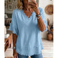 💖SIDSTE DAG I UDSALGET – KUN 189,00 kr.!!💖Boho-T-shirt til kvinder med V-udskæring og flossede kanter 🌿 – Løst siddende, åndbar sommertop i blødt bomuld👚