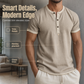 👕Herre-Henley-shirt med korte ærmer og god åndbarhed – Åndbar, struktureret top med kontrastkant✨