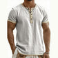 👕Herre-Henley-shirt med korte ærmer og god åndbarhed – Åndbar, struktureret top med kontrastkant✨