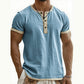 👕Herre-Henley-shirt med korte ærmer og god åndbarhed – Åndbar, struktureret top med kontrastkant✨