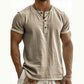 👕Herre-Henley-shirt med korte ærmer og god åndbarhed – Åndbar, struktureret top med kontrastkant✨