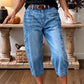 👡 Korte jeans med brede ben og stretch — kan styles op eller ned til enhver lejlighedStørrelse