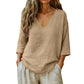 🔥Spring-Summer Essential! Breathable V-Neck 3/4 Sleeve Blouse