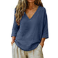 🔥Spring-Summer Essential! Breathable V-Neck 3/4 Sleeve Blouse