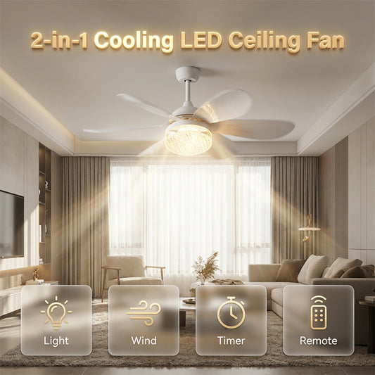 💡2-i-1 LED-loftventilator med kølefunktion💨