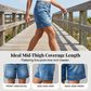 Bermuda-jeansshorts til kvinder med mellemhøj talje og lommer
