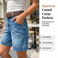 Bermuda-jeansshorts til kvinder med mellemhøj talje og lommer