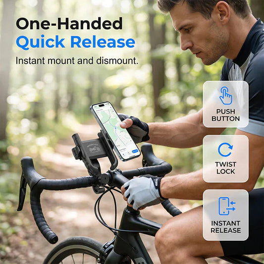 🎉 2026-udsalg — Over 42.000 solgt! 🚴‍♂️ Cykelholder til mobiltelefon med hurtigudløser – SecureLock og stødabsorberende polstring 📱