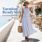🏖️Ny sommerkollektion –⏰️50 % rabat i en begrænset periode💐👗✨Stribet, ærmeløs maxi-kjole til kvinder i casual stil🎀
