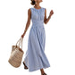 🏖️Ny sommerkollektion –⏰️50 % rabat i en begrænset periode💐👗✨Stribet, ærmeløs maxi-kjole til kvinder i casual stil🎀