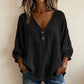 👚✨Casual V-hals-top til kvinder med 3/4-ærmer – en hverdagsbasistop