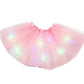 ✨🌈LED-lysende tutu-nederdel med pailletter – størrelser til børn og voksne, trelags tyl og elastisk linning 💃