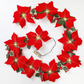 😍 🎄 Julestjerne-lyskæde – 2 m varm LED-lyskæde med røde blomster og kristtornblade
