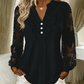 ✨Langærmet bluse til kvinder med V-udskæring og patchwork i blonder – feminin elegance og komfort til hverdagen 🌸