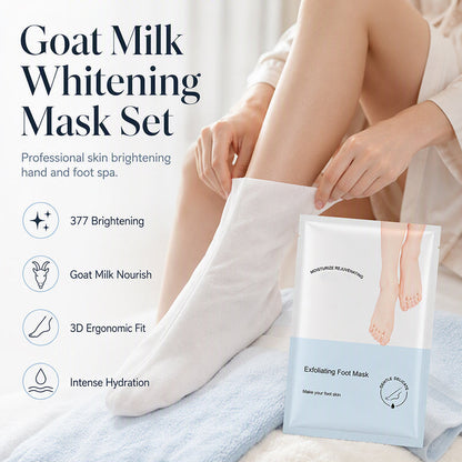 🐐50 % RABAT NU! Hånd- og fodmasker med gedemælk til dyb fugtpleje, 377-sæt med lysnende og eksfolierende fodmasker, 3D-ergonomiske spa-sokker til tørre og sprukne hæle, intensiv fugtpleje og hudforyngelse
