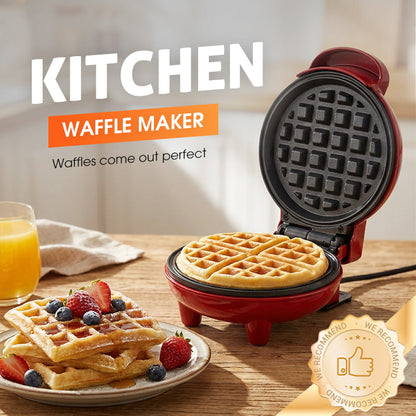 🧇50 % RABAT NU! Mini-vaffeljern til nem morgenmad, kompakt vaffeljern med non-stick-belægning, bærbar morgenmadsmaskine til hjemmet til hjemmelavede sprøde vafler