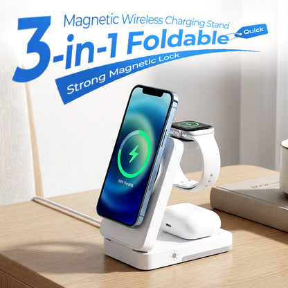 🔋 3-i-1 foldbar magnetisk ladestander til hverdagens enheder