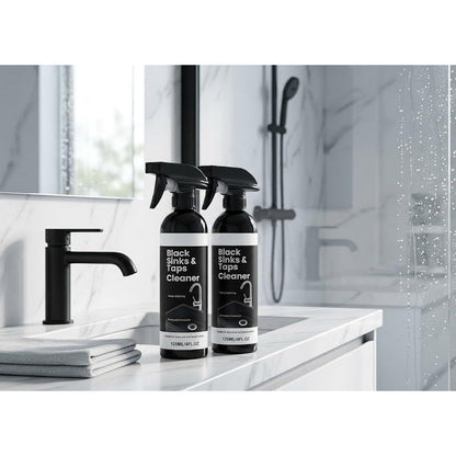 🚿50 % RABAT NU! Kalkfjernerspray til sorte håndvaske og vandhaner, spray til fjernelse af genstridige vandpletter, rengøringsmiddel til badeværelsesarmaturer uden skrubning til vandhaner, håndvaske og bruseroverflader