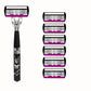 🪒 Sæt med 6-bladet håndbarbermaskine – Skånsom barbering med et velafbalanceret metalhåndtag ✨