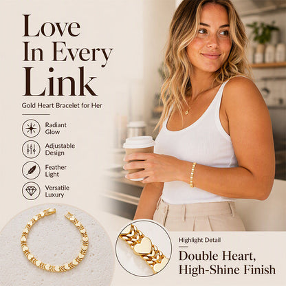 💛50 % RABAT! ✨Elegant armbånd med hjerte-led til kvinder – delikat vedhæng, tidløst design og behagelig pasform 💝