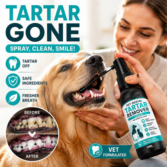 🐾50 % RABAT NU! Skånsom tandplejespray til kæledyr – tandstensfjernende spray til hunde og katte, udviklet af dyrlæger, en sikker mundplejeløsning, der fjerner dårlig ånde og reducerer tandplak