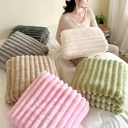 ⏳50 % rabat i en begrænset periode💥Tyk kaninplys- og mælkefløjls-tæppe☁️