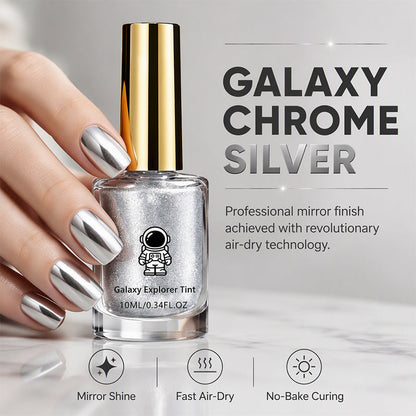 ✨ 50 % RABAT LIGE NU! No-Bake Galaxy Chrome Silver neglelak – lufttørrende neglelak med spejlglans, salonkvalitet med metallisk spejlfinish, kræver ingen UV-lampe til DIY-neglekunst