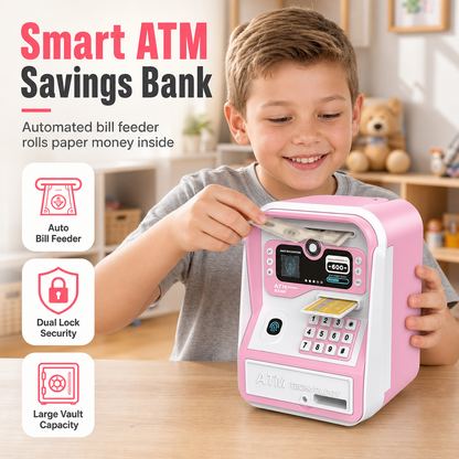 🏦 BEGRÆNSET TID: 50 % RABAT! 🔐 Elektronisk sparebøsse til børn i form af en pengeautomat – oplåsning med fingeraftryk, automatisk oprulning af sedler, stor kapacitet ✨