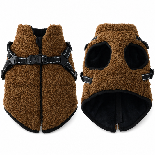 🐶 50 % RABAT! 🧥 Vinterfrakke til hunde – med indbygget sele og refleksstriber ✨