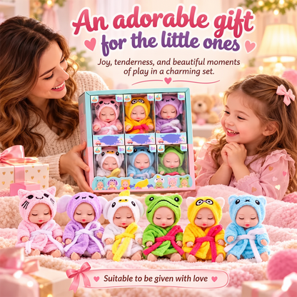 💥🧸Julebestsellere – 50 % RABAT!!🍼 Mini-babydukker i dyre-kostumer: 6 modeller, sovende design, nemme at tage med, klar til at give i gave