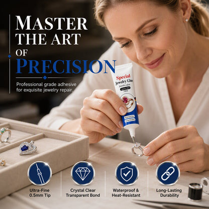 💎✨50 % RABAT NU! Clear Precision smykkeklim – smykkeklim med ultrafint spids, vandtæt, gennemsigtig lim til reparation af ædelstene, metal, krystal og håndværksgenstande