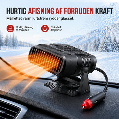 ❄️ Bærbar bilrudedefroster – 12V/24V varm luftvarmer
