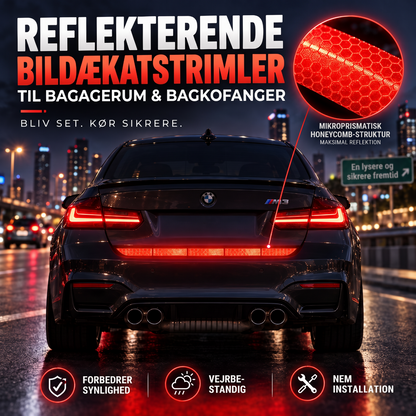 🚗 Reflekterende bilklistermærkelister til bagagerum & bageste kofanger