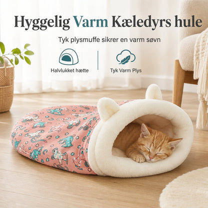 🐱🛏️ Halvt lukket, hættedyrepose - kasseseng | Træktæt, hyggelig hvileplads indendørs til vinteren 📦
