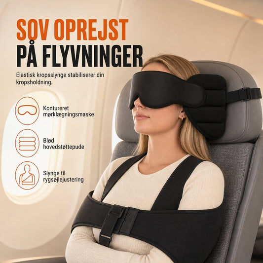 Rejsepude af integreret memoryskum og 3D-mørk søvnmaske – sæt til nakkestøtte under rejser