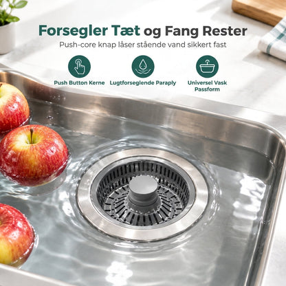 Afløbsprop til køkkenvask i rustfrit stål med ABS-si kurv