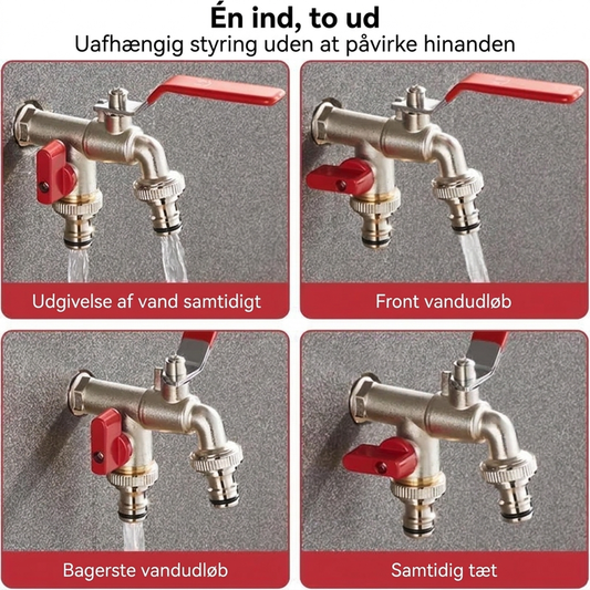 🔥 LYNHANDEL: 50 % RABAT! ⚙️ Universelt dobbelt-udtag havehane i rustfrit stål – uafhængige ventiler, robust og nem at installere 🚰
