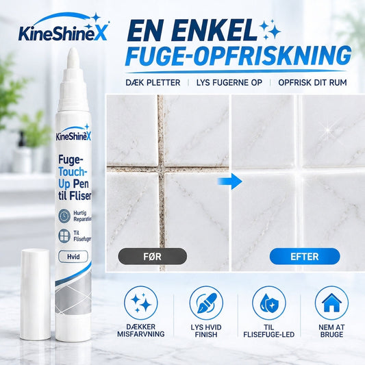 50% RABAT NU! 💥 Hvid Fuge Reparationspen – Hurtig Fugeopfriskende Markør, Dækker Pletter og Misfarvninger, Oplyser Fugejoints til Badeværelse og Køkken